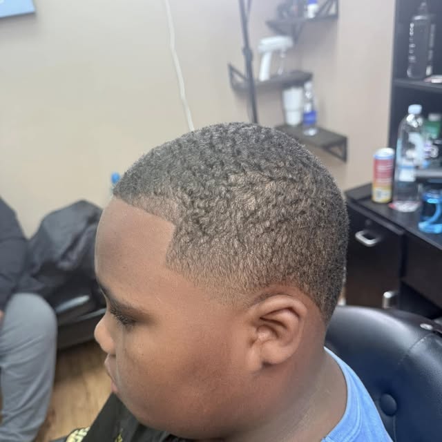 Young client — clean fade with waves